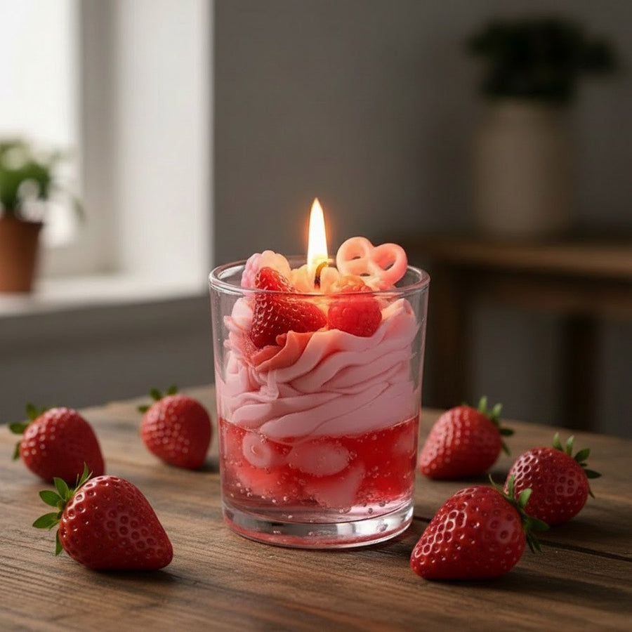 Bougie Crème Fraise, bougie gourmande parfumée Candle & Scent